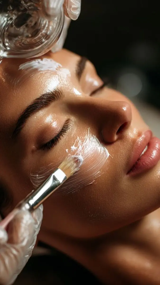 Facial insignia con aplicación profesional de productos para la piel